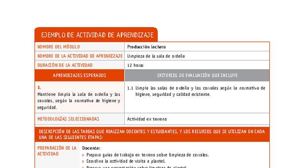 Limpieza de la sala de ordeña Limpieza de la sala de ordeña