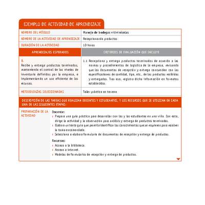 Recepcionando productos Recepcionando productos