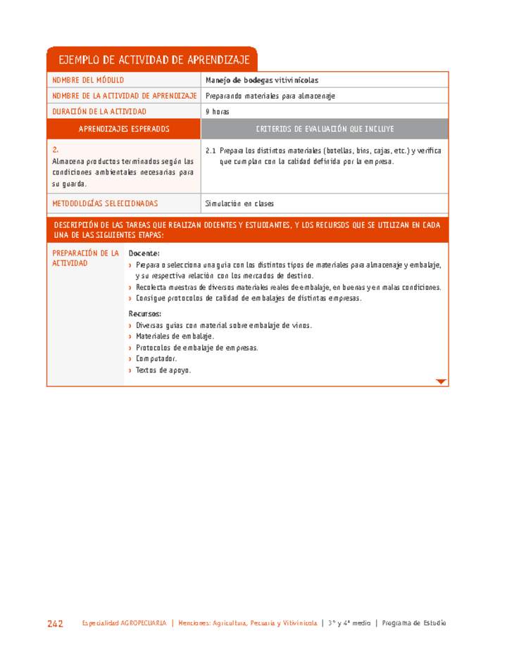 Preparando materiales para almacenaje Preparando materiales para almacenaje