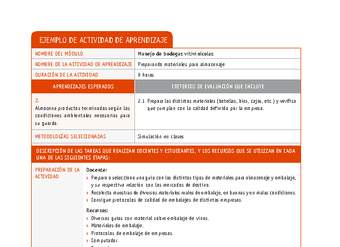 Preparando materiales para almacenaje Preparando materiales para almacenaje