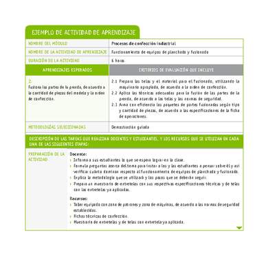 Funcionamiento de equipos de planchado y fusionado Funcionamiento de equipos de planchado y fusionado