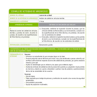 Análisis de calidad en artículos textiles Análisis de calidad en artículos textiles