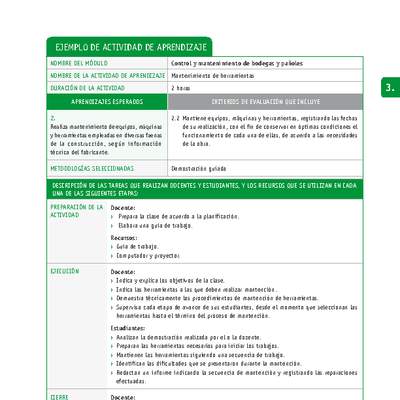 Mantenimiento de herramientas Mantenimiento de herramientas