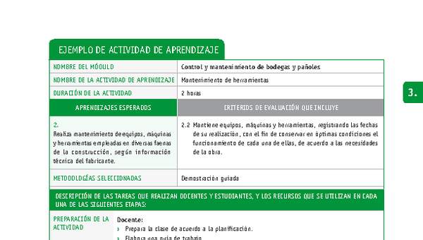 Mantenimiento de herramientas