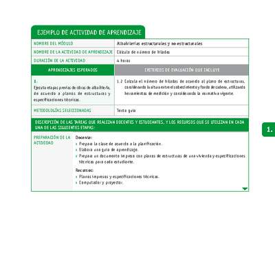 Cálculo de número de hiladas Cálculo de número de hiladas