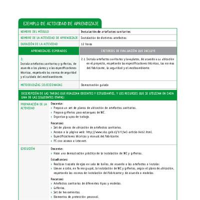 Instalación de distintos artefactos Instalación de distintos artefactos