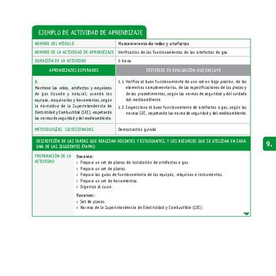Verificación de los funcionamientos de los artefactos de gas Verificación de los funcionamientos de los artefactos de gas