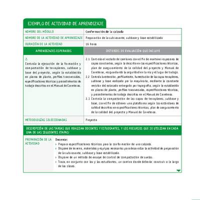 Preparación de la subrrasante, subbase y base estabilizada Preparación de la subrrasante, subbase y base estabilizada