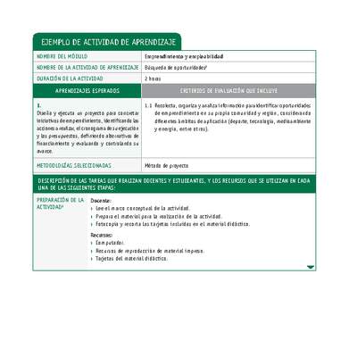 Búsqueda de oportunidades Búsqueda de oportunidades