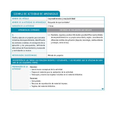 Búsqueda de oportunidades Búsqueda de oportunidades