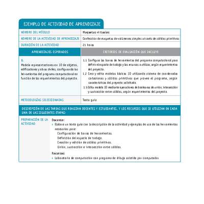Confección de maquetas de volúmenes simples a través de sólidos primitivos Confección de maquetas de volúmenes simples a través de sólidos primitivos