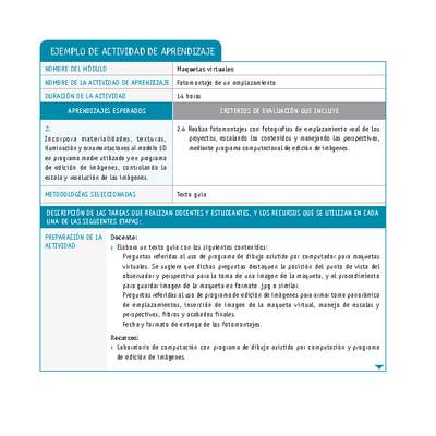 Fotomontaje de un emplazamiento Fotomontaje de un emplazamiento