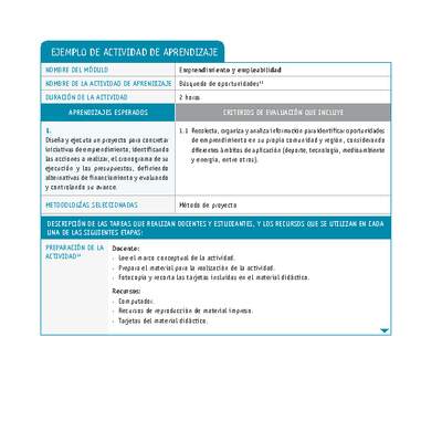 Búsqueda de oportunidades Búsqueda de oportunidades