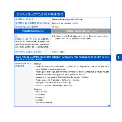 Costeando un programa turístico Costeando un programa turístico