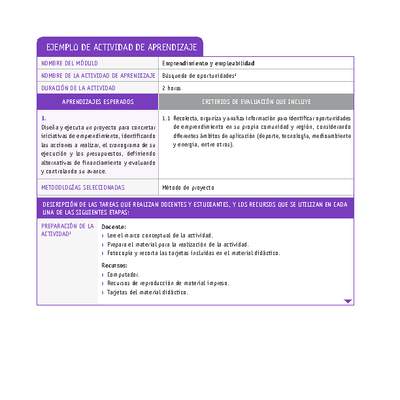 Búsqueda de oportunidades Búsqueda de oportunidades