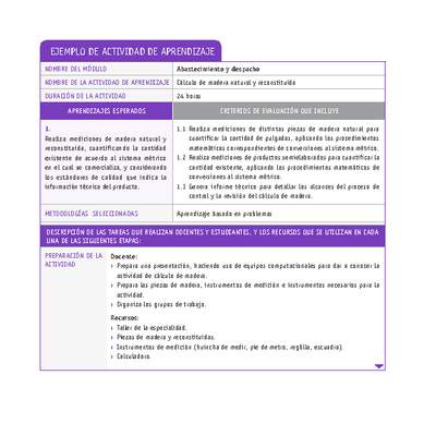 Cálculo de madera natural y reconstituida Cálculo de madera natural y reconstituida