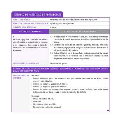 Lijado y pulido de superficies Lijado y pulido de superficies