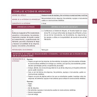 Reconocimiento de las máquinas, herramientas, equipos e instrumentos usados en construcciones metálicas Reconocimiento de las máquinas, herramientas, equipos e instrumentos usados en construcciones metálicas
