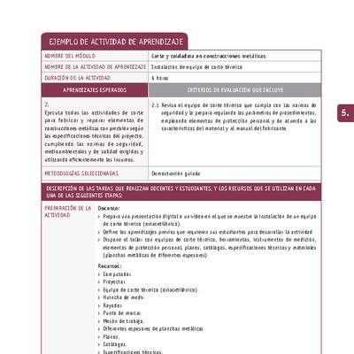 Instalación de equipo de corte térmico Instalación de equipo de corte térmico