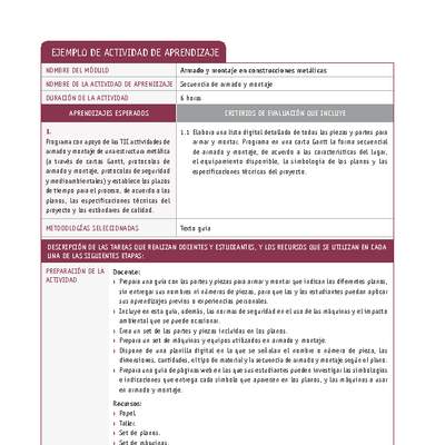 Secuencia de armado y montaje Secuencia de armado y montaje