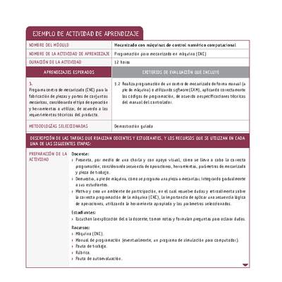 Programación para mecanizado en máquina (CNC) Programación para mecanizado en máquina (CNC)