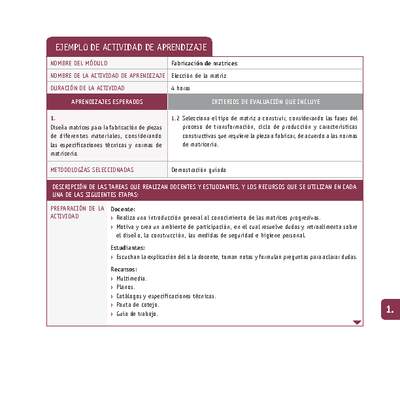 Elección de la matriz Elección de la matriz