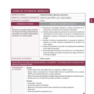 Proyecto de planta RESPEL, para un residuo peligroso Proyecto de planta RESPEL, para un residuo peligroso