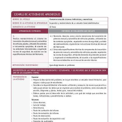 Inspección y mantenimiento de un actuador lineal oleohidráulico Inspección y mantenimiento de un actuador lineal oleohidráulico