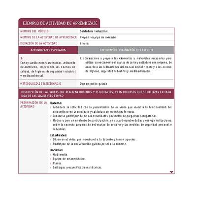 Preparar equipo de oxicorte Preparar equipo de oxicorte