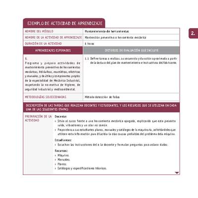 Mantención preventiva a herramienta mecánica Mantención preventiva a herramienta mecánica