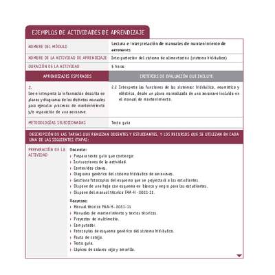 Interpretación del sistema de alimentación (sistema hidráulico) Interpretación del sistema de alimentación (sistema hidráulico)