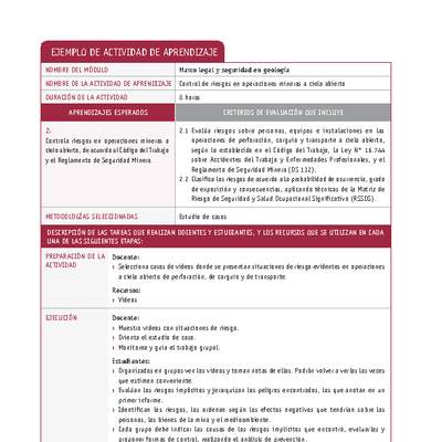 Control de riesgos en operaciones mineras a cielo abierto Control de riesgos en operaciones mineras a cielo abierto