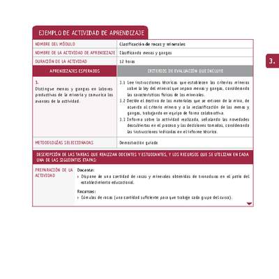 Clasificando menas y gangas Clasificando menas y gangas