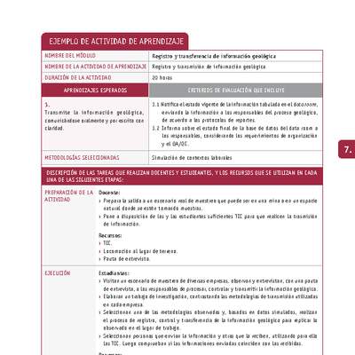 Registro y transmisión de información geológica Registro y transmisión de información geológica