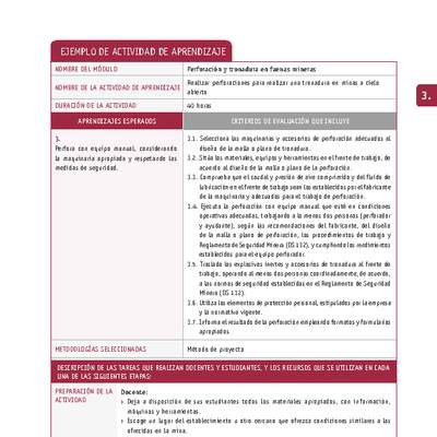 Realizar perforaciones para realizar una tronadura en minas a cielo abierto Realizar perforaciones para realizar una tronadura en minas a cielo abierto