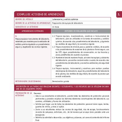 Preparación de equipos de laboratorio Preparación de equipos de laboratorio