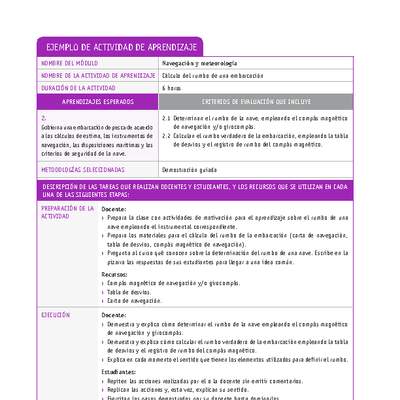 Cálculo del rumbo de una embarcación Cálculo del rumbo de una embarcación