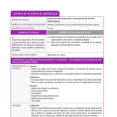 Higiene y sanitización para el procesamiento de productos marinos Higiene y sanitización para el procesamiento de productos marinos