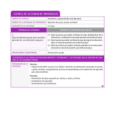 Operación de grúas, plumas y winches Operación de grúas, plumas y winches