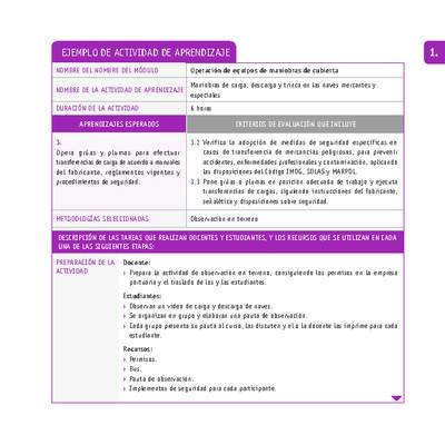 Maniobras de carga, descarga y trinca en las naves mercantes y especiales Maniobras de carga, descarga y trinca en las naves mercantes y especiales