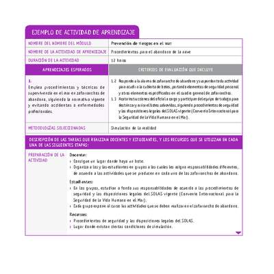 Procedimientos para el abandono de la nave Procedimientos para el abandono de la nave