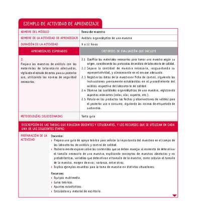 Análisis organoléptico de una muestra Análisis organoléptico de una muestra