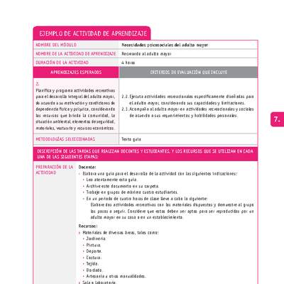 Recreando al adulto mayor Recreando al adulto mayor