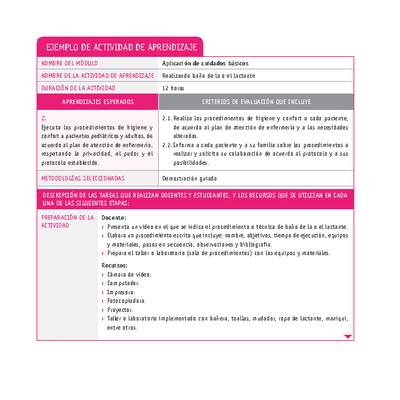 Realizando baño de la o el lactante Realizando baño de la o el lactante