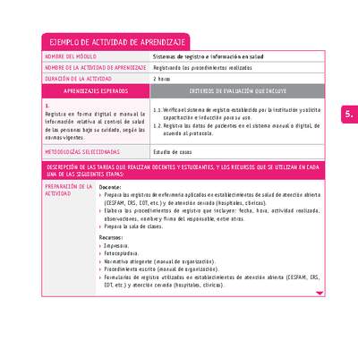 Registrando los procedimientos realizados Registrando los procedimientos realizados