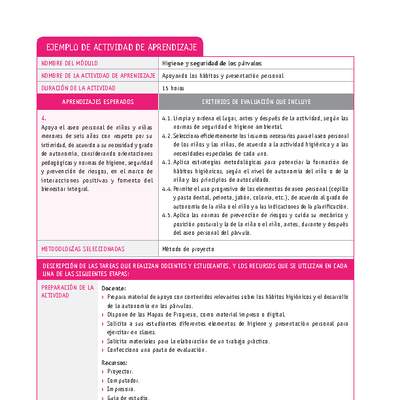 Apoyando los hábitos y presentación personal Apoyando los hábitos y presentación personal