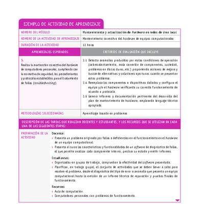 Mantenimiento correctivo del hardware de equipos computacionales Mantenimiento correctivo del hardware de equipos computacionales