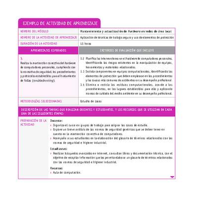 Aplicación de técnicas de trabajo seguro y uso de elementos de protección Aplicación de técnicas de trabajo seguro y uso de elementos de protección