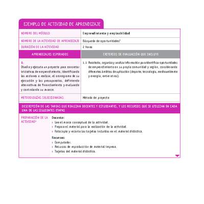 Búsqueda de oportunidades Búsqueda de oportunidades