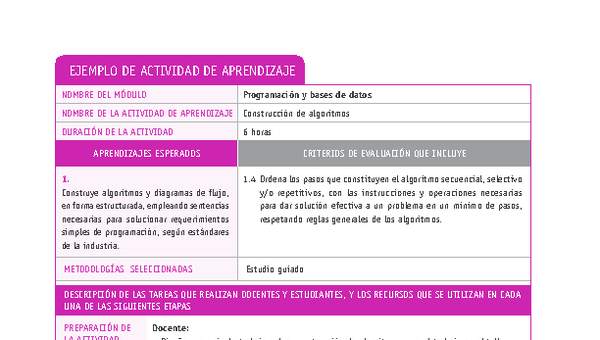 Construcción de algoritmos Construcción de algoritmos